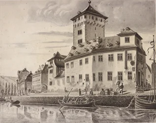 Castello - Fronte del Reno del castello elettorale di Boppard intorno al 1854